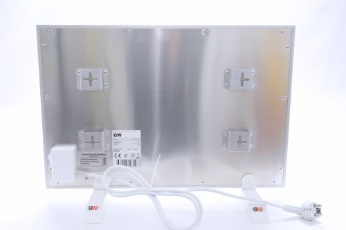 Frontgas-GlasWärmt-Infrarotheizung-Elektroheizung-Aluminium-IAP-300Watt-Weiß-600x400x20mm-Rückseite
