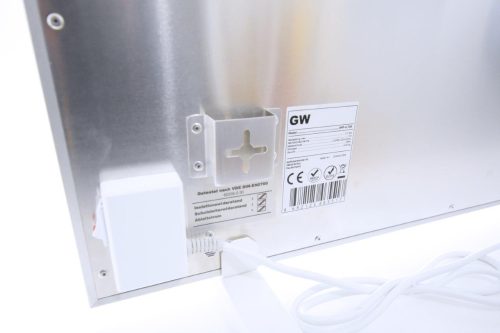Frontgas-GlasWärmt-Infrarotheizung-Elektroheizung-Aluminium-IAP-900Watt-Weiß-1200x600x20mm-Detail